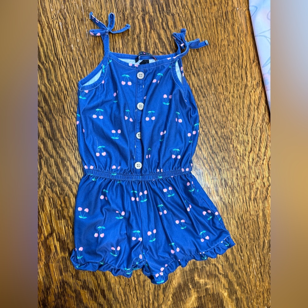 Derek Heart Kids Blue Cherry Print Kids Romper 5